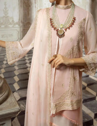 Candle Peach- embroidered chiffon unstitched 3Pc Suit