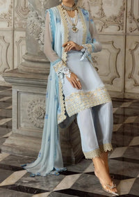 Baby Blue - embroidered chiffon unstitched 3Pc Suit