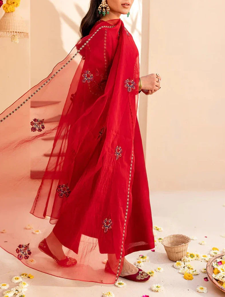 Grace S465-Embroidered 3pc lawn dress with Embroiderd organza dupatta.