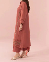 Grace W323- Embroidered 3pc Linen dress with Embroidered Chiffon dupatta.