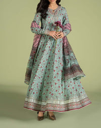 Grace W469-Printed 3pc karandi Dress With Printed karandi Shawl.