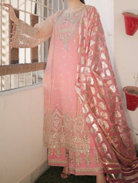 Grace S304 - Embroidered 3pc organza dress with organza jacquard dupatta.