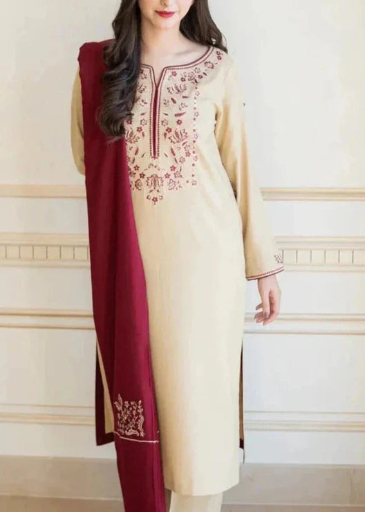 Grace W551 -Embroidered 3pc marina dress with Embroidered marina shawl.