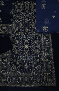 Grace W73 - Embroidered 2pc Velvet Shirt with embroidered chiffon dupatta