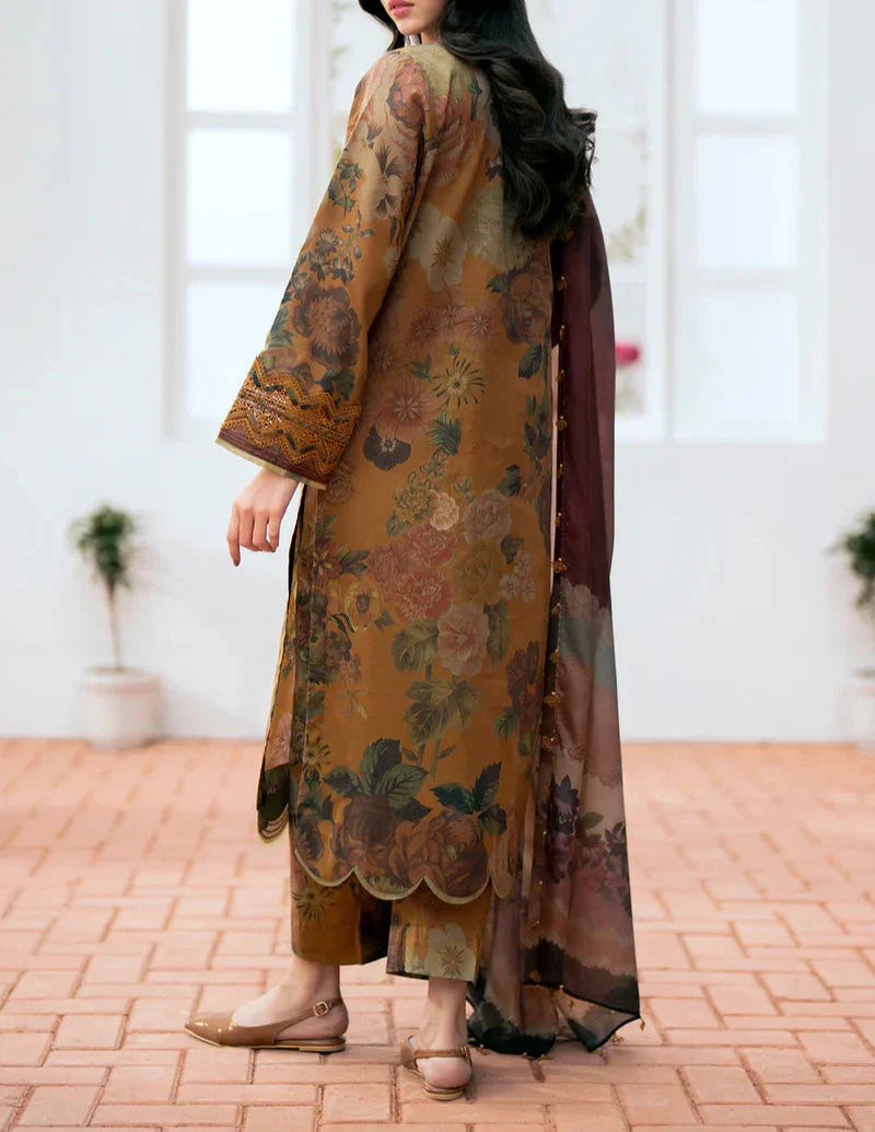 Grace W462-Printed 3pc karandi Dress With Printed karandi Shawl.