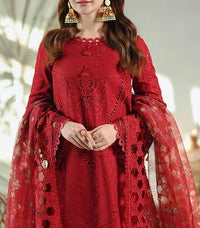 Grace S632-Embroidered 3PC Chickan Lawn with Embroidered Organza dupatta.