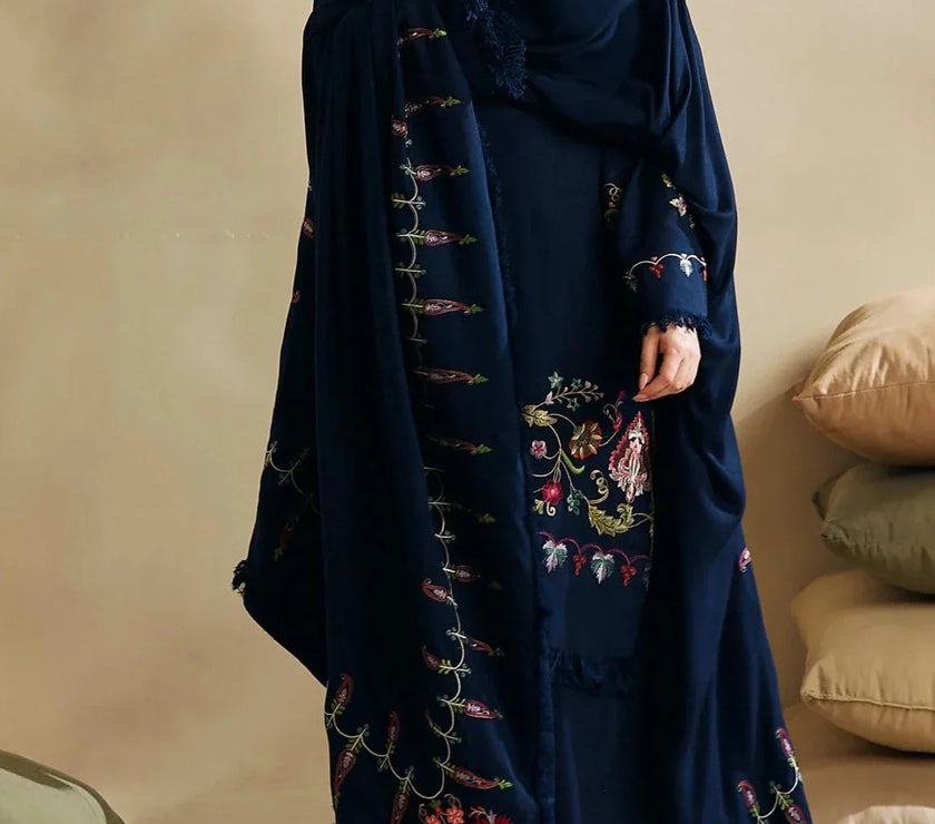 Grace W525- Embroidered 3pc marina dress with Embroidered marina Shawl.