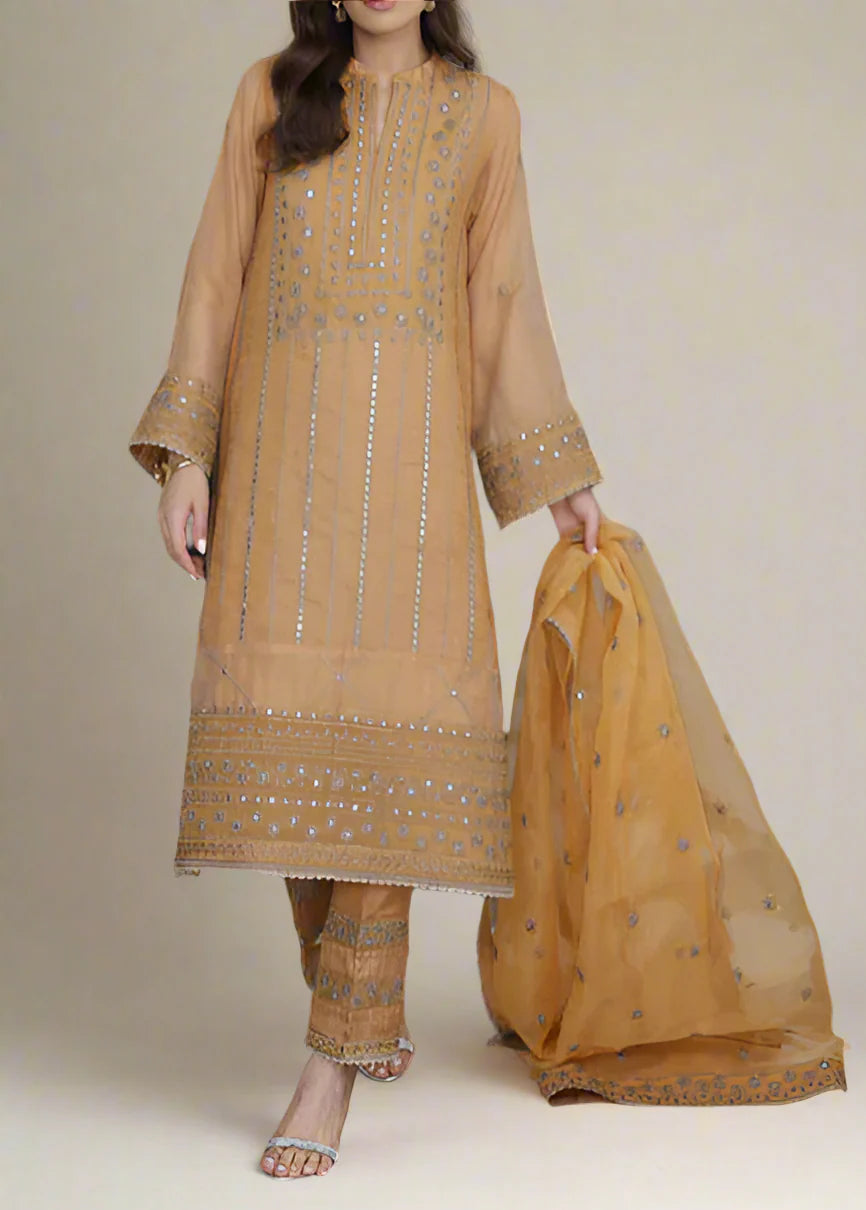 MARIGOLD– Embroidered Chiffon Unstitched 3Pc Suit.
