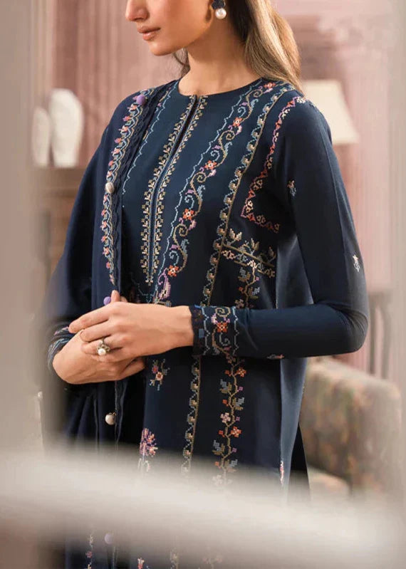 Grace W510-Embroidered 3pc marina dress with Embroidered marina Shawl.