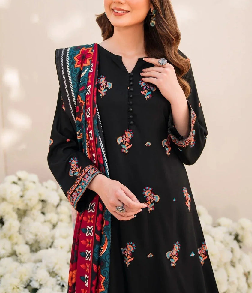 Grace S510-Embroidered 3pc lawn dress with printed silk dupatta.