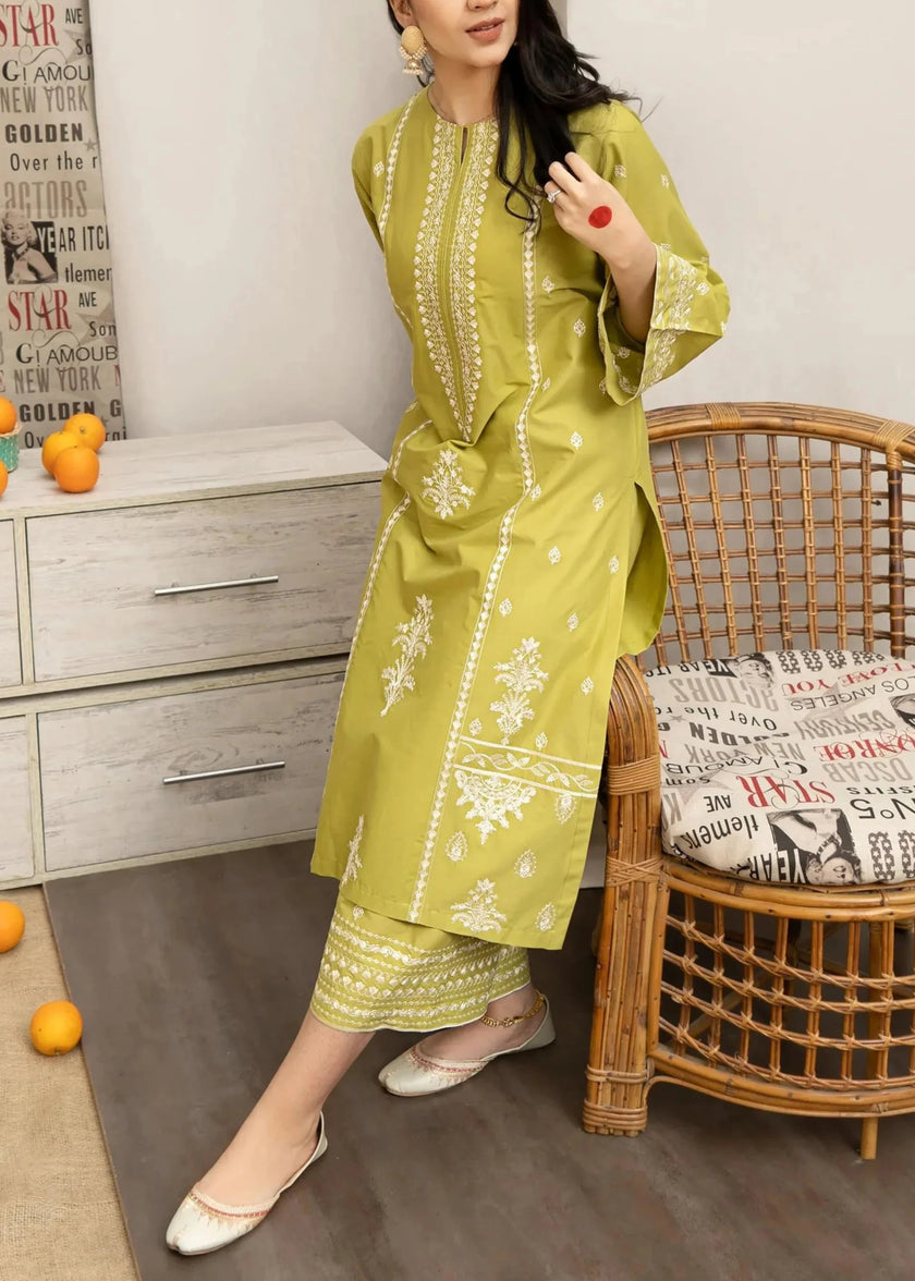 Grace W544-Embroidered 3pc marina dress with Printed shawl.