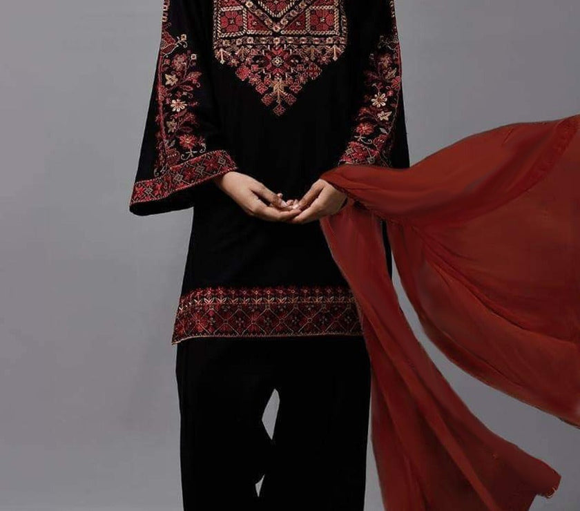 Grace S508-Embroidered 3pc lawn dress with dyed chiffon dupatta.