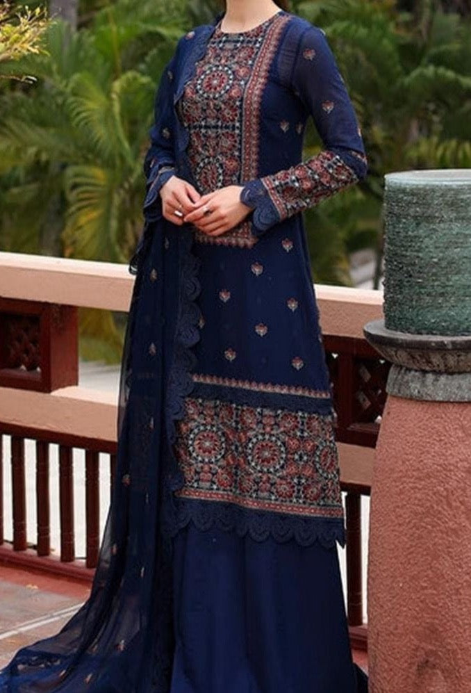 Grace S462-Embroidered 3pc lawn dress with embroidered chiffon dupatta.