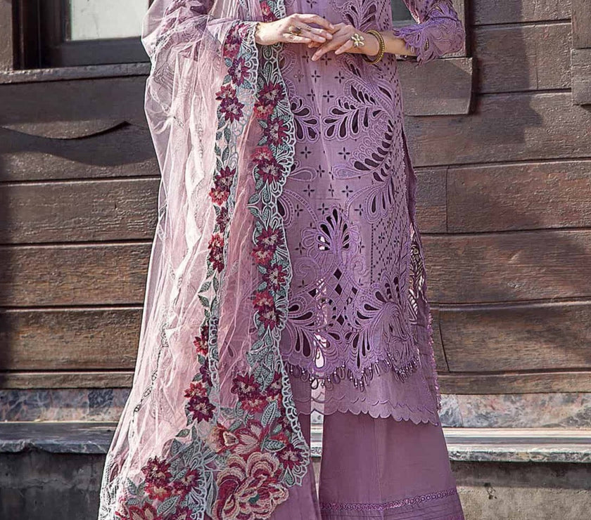 Grace S680-Shifli Embroidered 3pc lawn dress with Embroidered Cotton Net Dupatta.