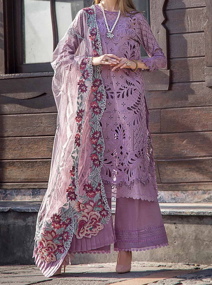 Grace S680-Shifli Embroidered 3pc lawn dress with Embroidered Cotton Net Dupatta.