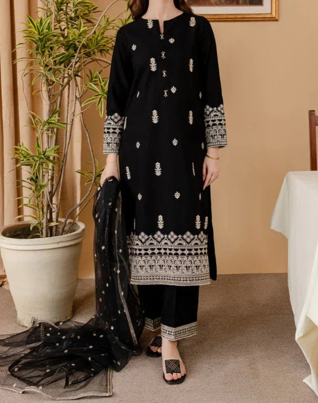 Grace W430-Embroidered 3pc karandi dress With Embroidered Organza dupatta.