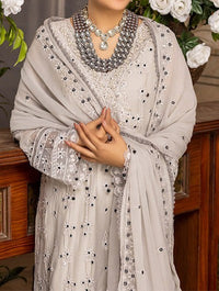 Cloud Gray – Embroidered Chiffon Unstitched 3Pc Suit