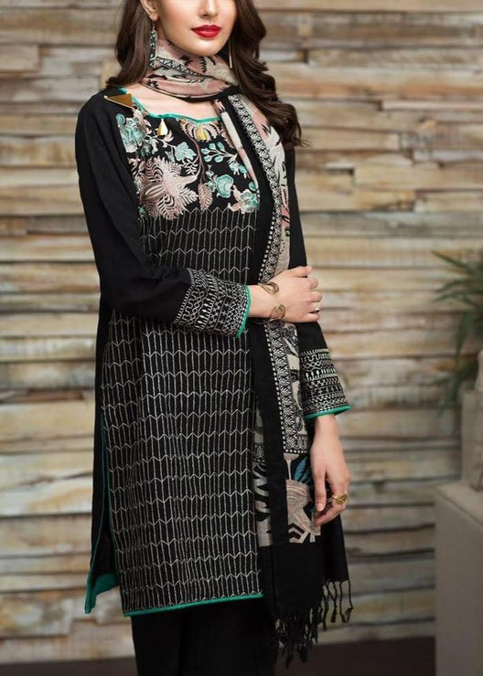 Grace W537-Embroidered 3pc khaddar dress With Printed shawl.