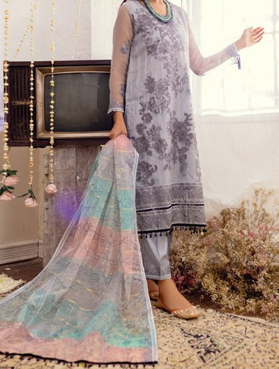 Gray– Merakish Luxury Embroidered 3pc Unstitched