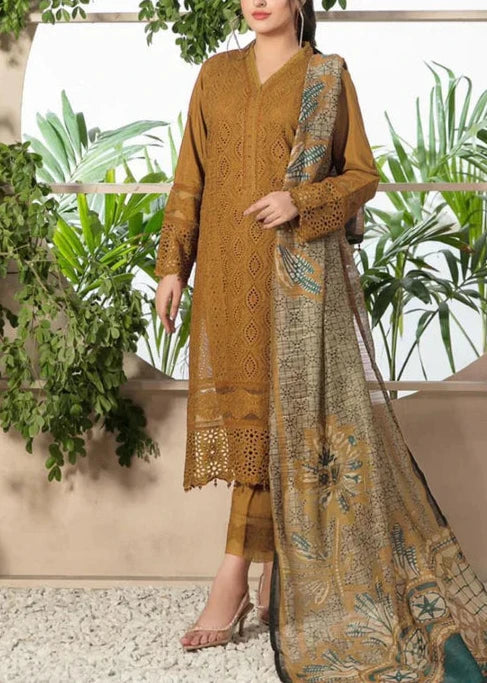 Grace S809-Embroidered 3PC Chickan Lawn with Printed munar dupatta.