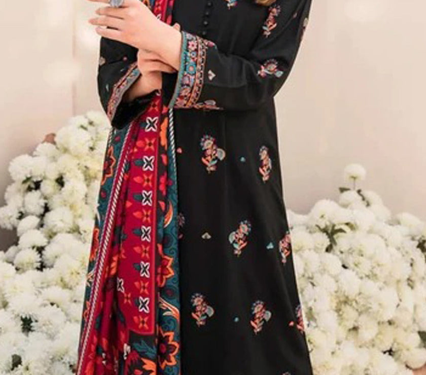 Grace S510-Embroidered 3pc lawn dress with printed silk dupatta.