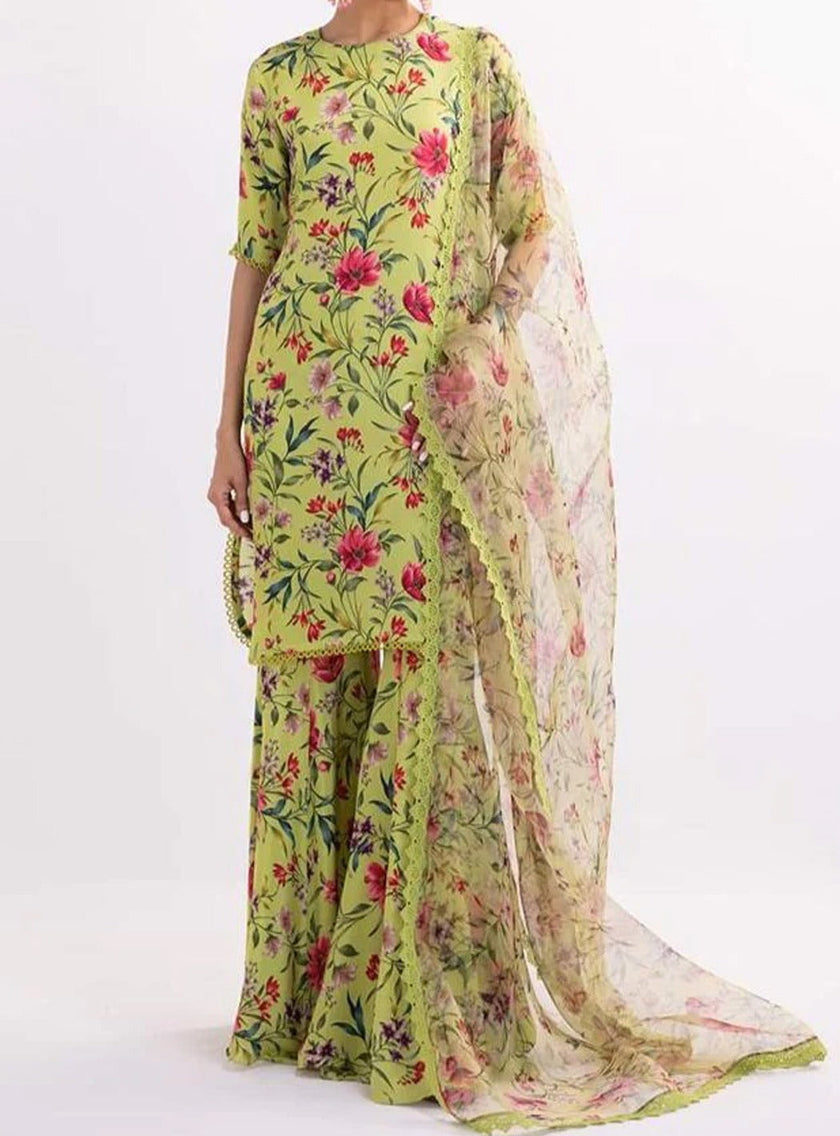 Grace S480-Printed 3pc lawn dress with Printed organza dupatta.