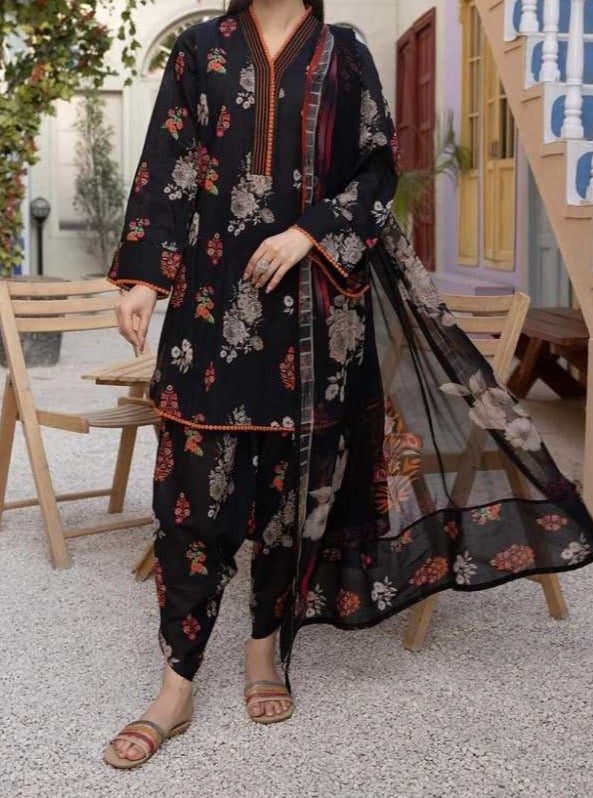 Grace W248- Digital Printed 3pc linen dress with Printed Linen dupatta.