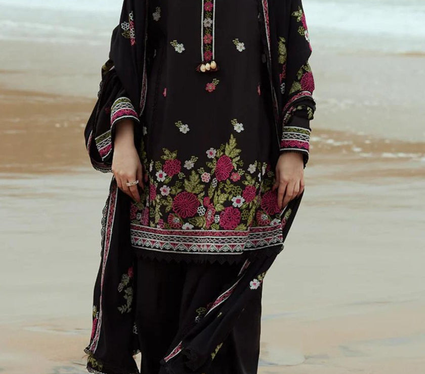 Grace W503-Embroidered 3pc marina dress with Embroidered marina shwal.