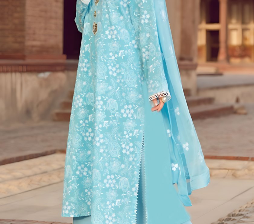 Grace S674-Embroidered 3pc lawn dress with Embroidered organza dupatta.