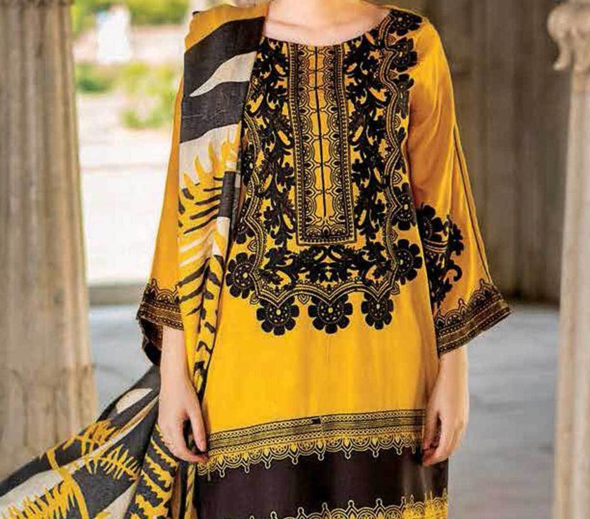 Grace S595-Embroidered 3pc Lawn dress with Printed Chiffon dupatta.