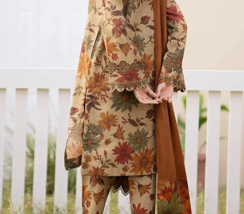 Grace S576-Printed 3pc Lawn dress with Printed lawn dupatta.