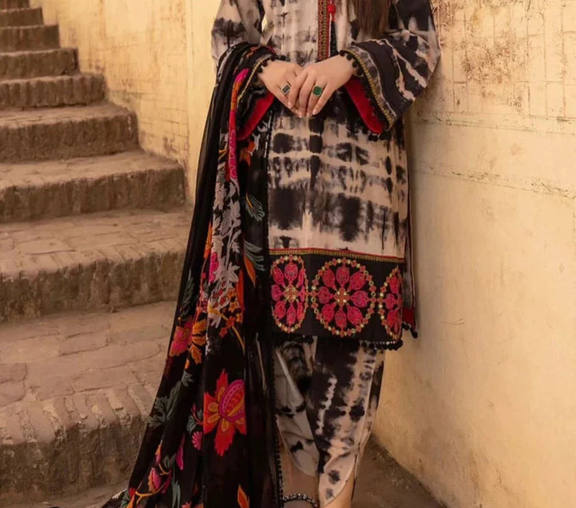 Grace W251- Digital Printed 3pc linen dress with Printed Linen dupatta.