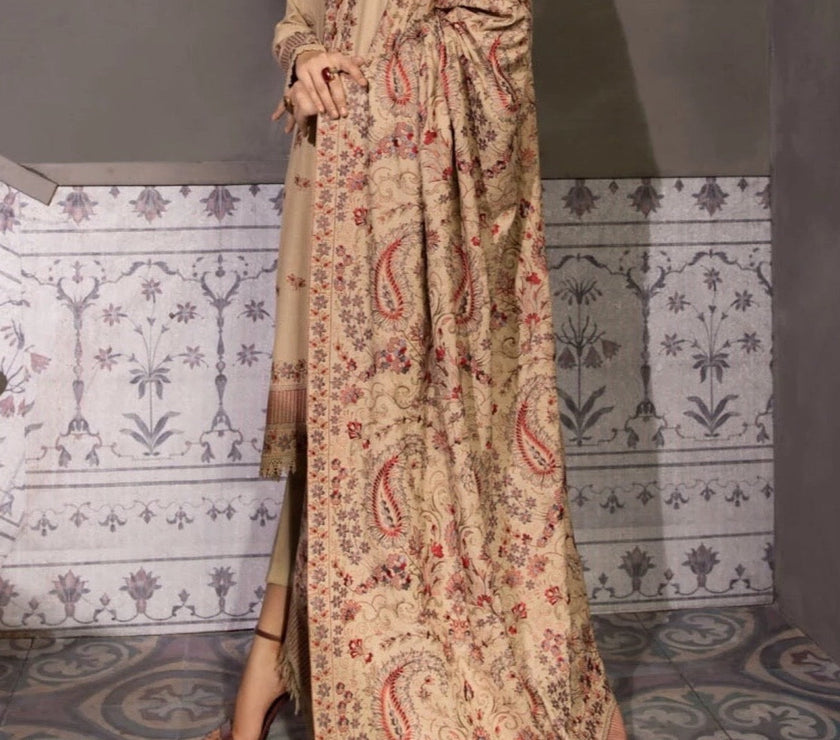 Grace W151 -Embroidered 3pc marina dress with Embroidered marina shawl.