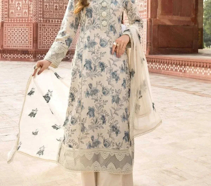 Grace S775-Embroidered 3pc lawn dress with Embroidered chiffon dupatta.