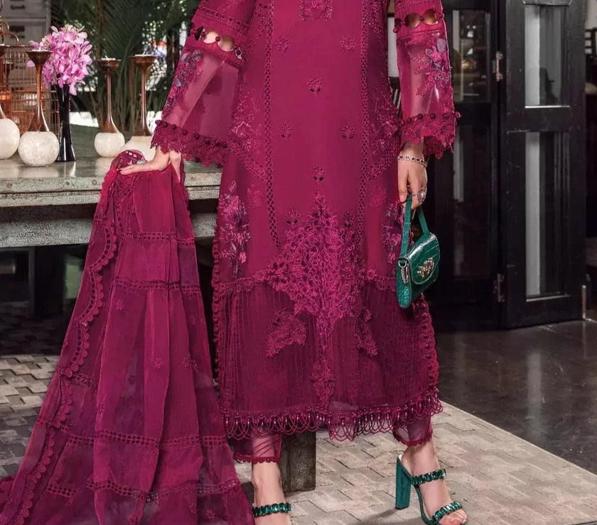 Grace S672-Shifli Embroidered 3pc lawn dress with Embroidered Organza dupatta.