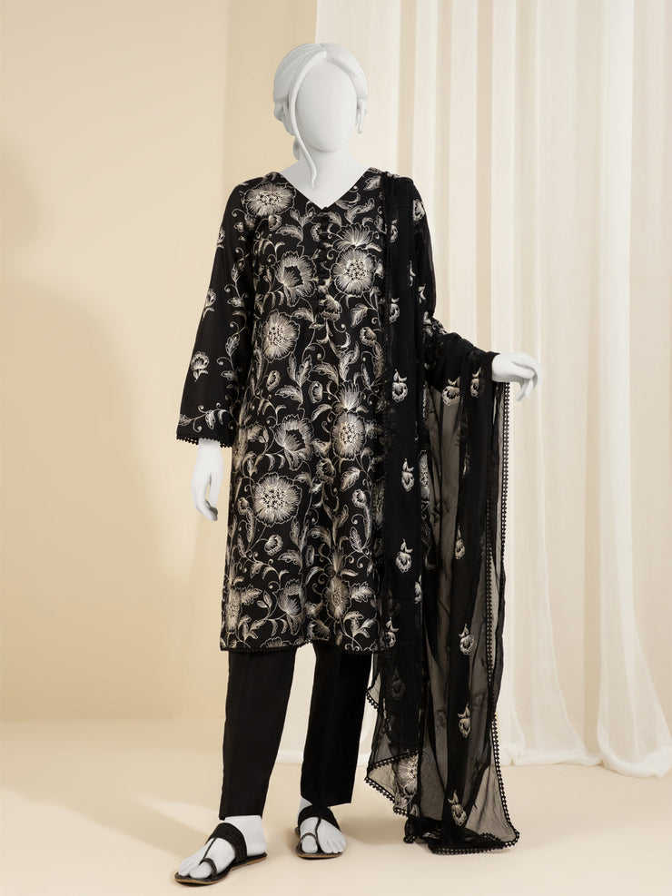 Grace W185 - Embroidered 3pc marina dress with embroidered chiffon dupatta