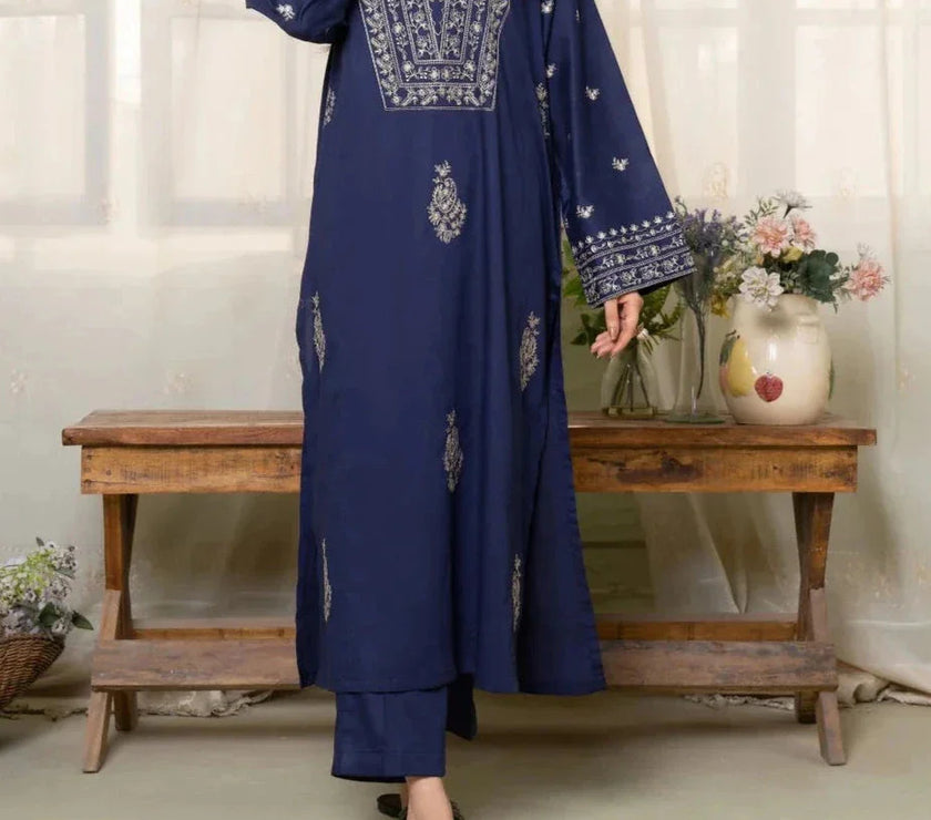 Grace W480- Embroidered 2Pc marina Dress.