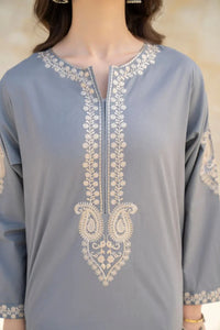 Grace W540- Embroidered 2pc linen dress.