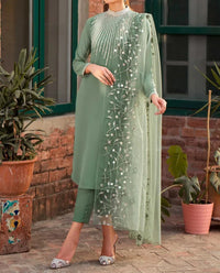 Grace S791-Embroidered 3pc Lawn dress with Embroidered Organza dupatta.