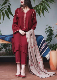 Grace W509-Embroidered 3pc marina dress with Embroidered marina Shawl.