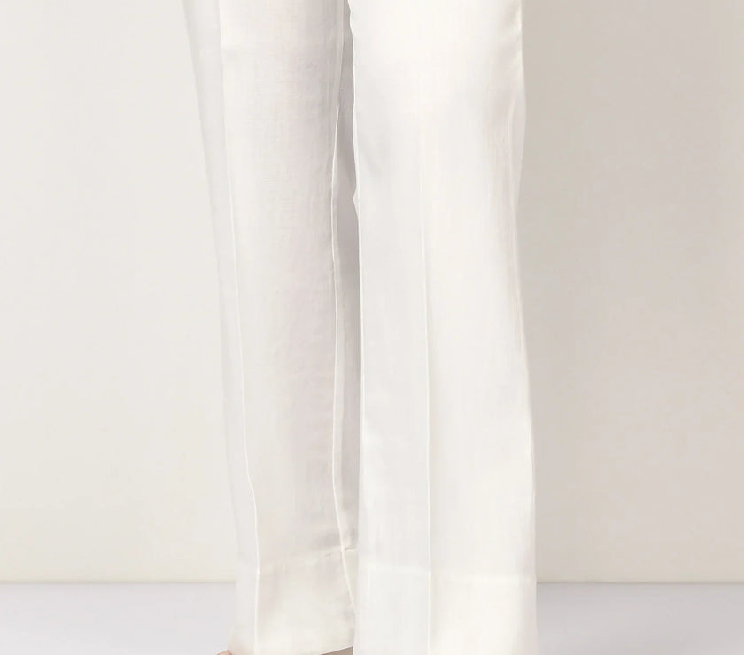 Grace S787-Unstitched Cotton Trouser - White