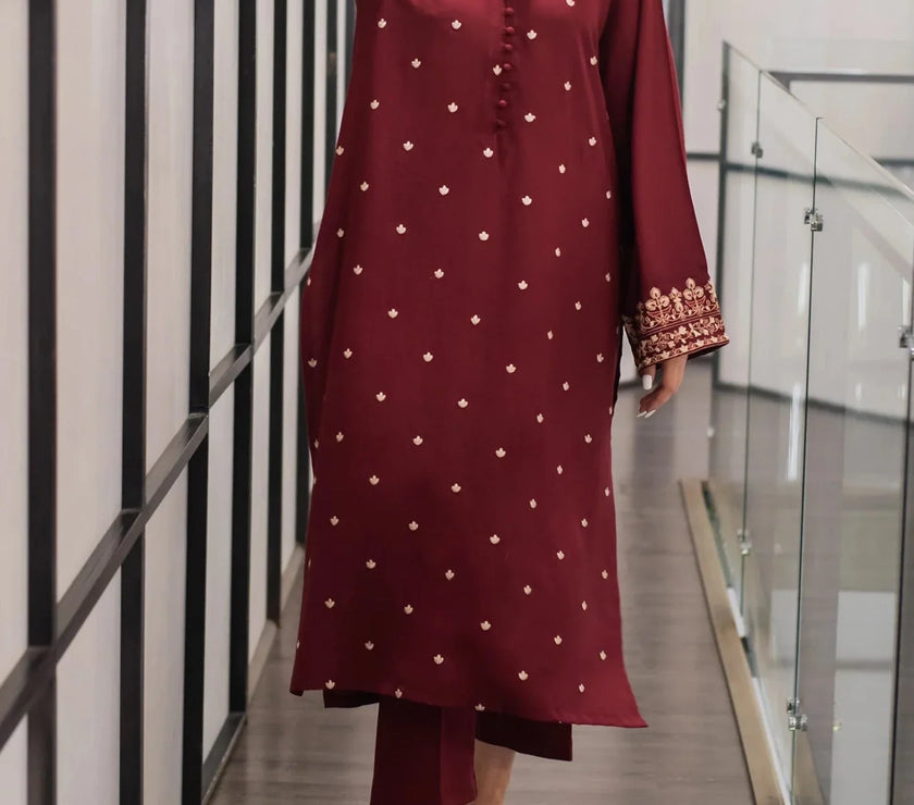 Grace W484-Embroidered 2pc karandi dress.