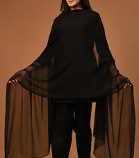 Grace S785-Dyed black chiffon dupatta