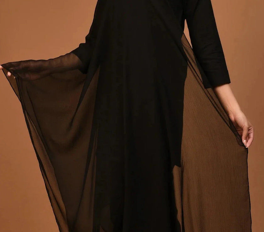 Grace S785-Dyed black chiffon dupatta