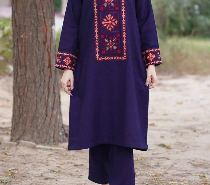 Grace W457-Embroidered 2pc khaddar dress