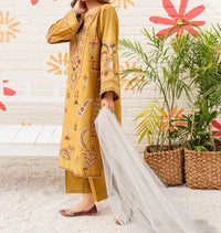 Grace S281-Embroidered 3pc lawn dress with embroidered Organza dupatta.