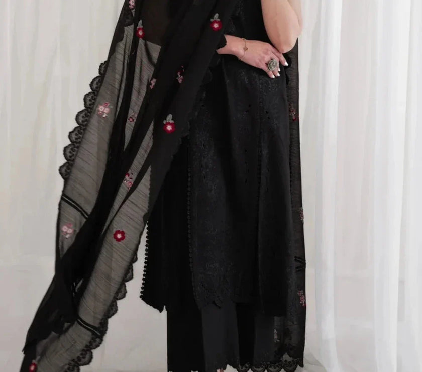 Grace S771-Embroidered 3pc lawn dress with Dyed chiffon dupatta.