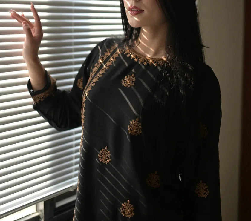 Grace W507-Embroidered 2pc khaddar dress.