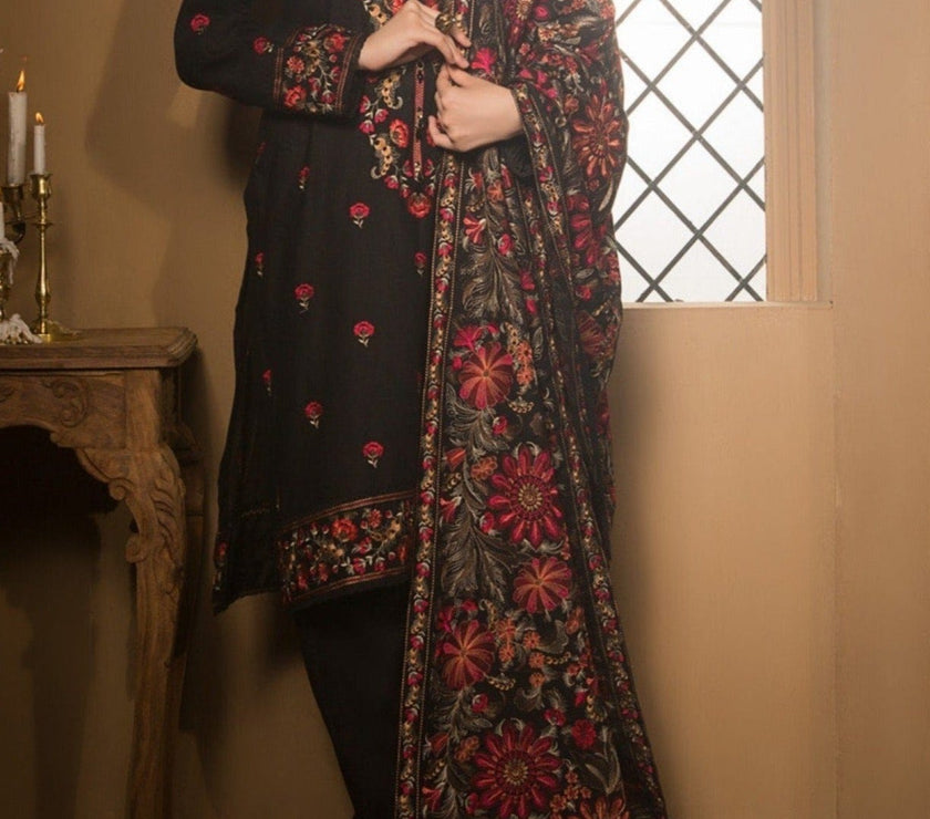 Grace W154 -Embroidered 3pc marina dress with Embroidered marina shawl.