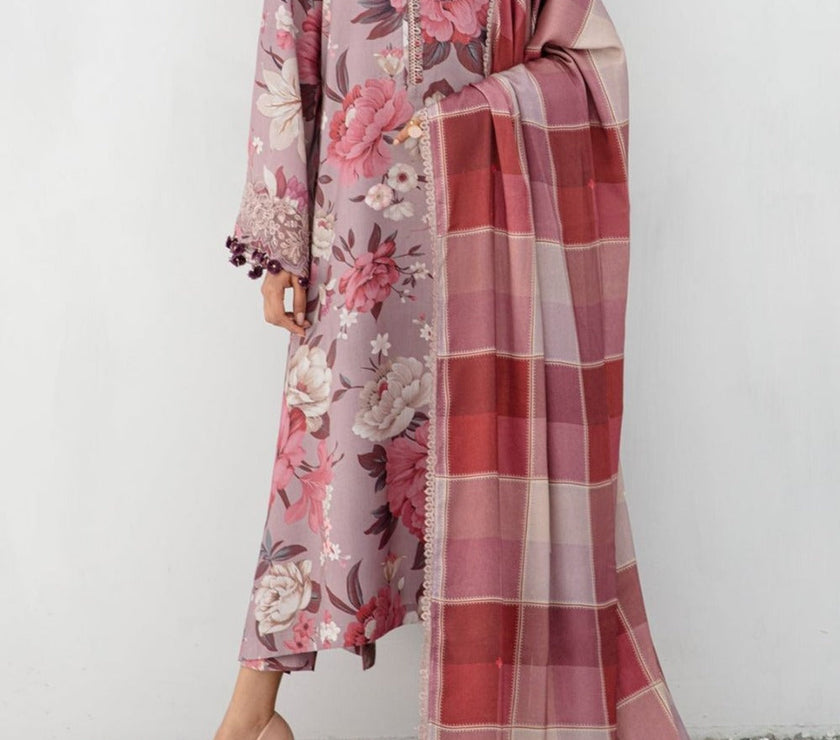 Grace W426-Printed 3pc karandi dress with Printed karandi dupatta.